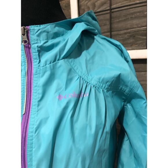 Columbia teal/purple girls windbreaker jacket size large - Picture 3 of 9